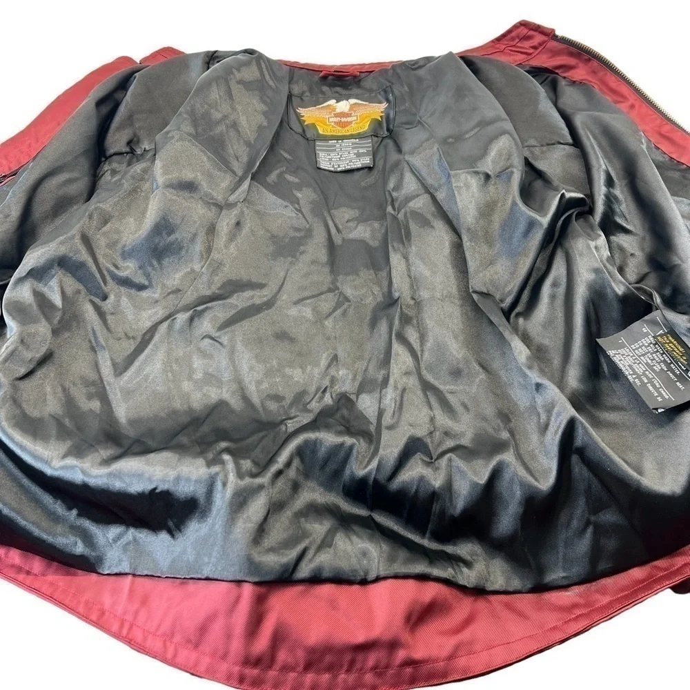 Harley Davidson Women's Burgundy Motorcycle Biker Jacket - Picture 8 of 16